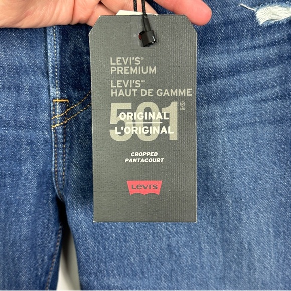 NWT Levis 501 Original Cropped Jeans Size 27 x 26 Distressed New Tags Denim Boho - Picture 8 of 16